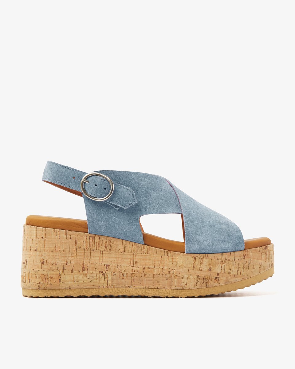 VIA VAI Sissel Raise Sandalen Dames - Suède - Blauw - Maat 39