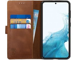 Housse Portefeuille Rosso Deluxe Samsung Galaxy S22 Cuir Véritable Marron