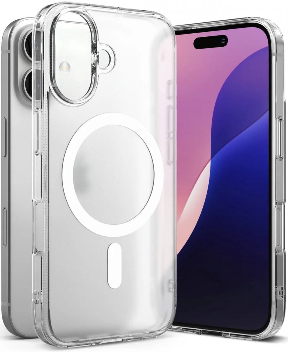 Ringke Fusion Magnetic | Hoesje Geschikt voor Apple iPhone 16 Plus | Compatibel met MagSafe | Back Cover met Militaire Standaard | Matte Transparant