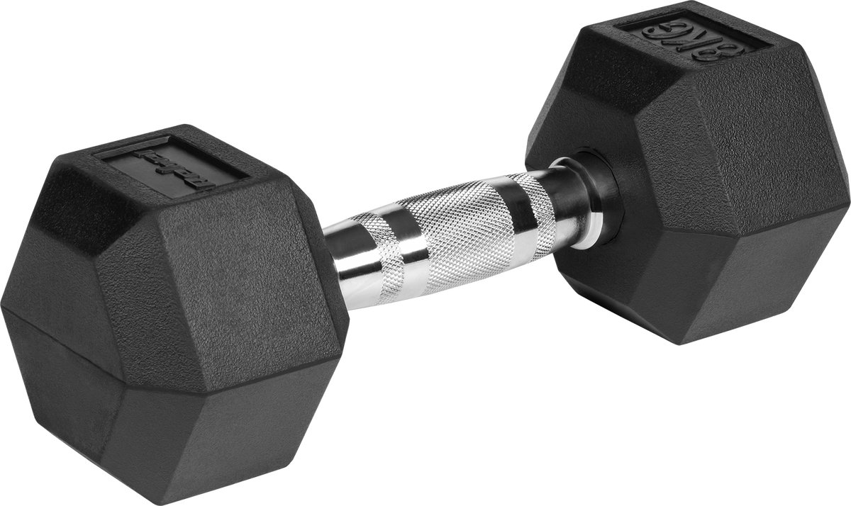 Rebel Active Serie - Hexagonale Gietijzeren Gewichten - 8 kg Set - Rubberafwerking thumbnail 3