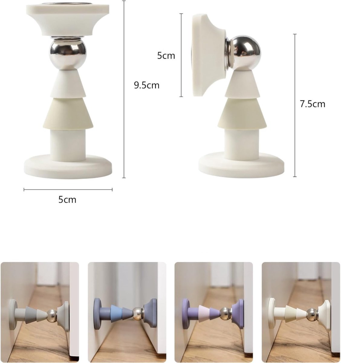 Magnetische Deurstopper - Deurvanger Deurhouder - Deur Open Houden - Stille Zachte Sluiting - 15x15x15 cm - Grijs
