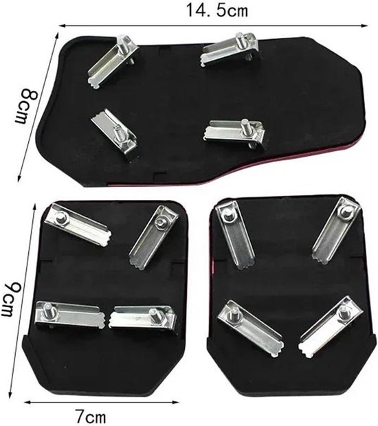 Pedaalhoezen Set - Auto Interieur - Verbeterde Grip - Universele Pasvorm - 3 Delig - Zilverkleurig — afbeelding 5