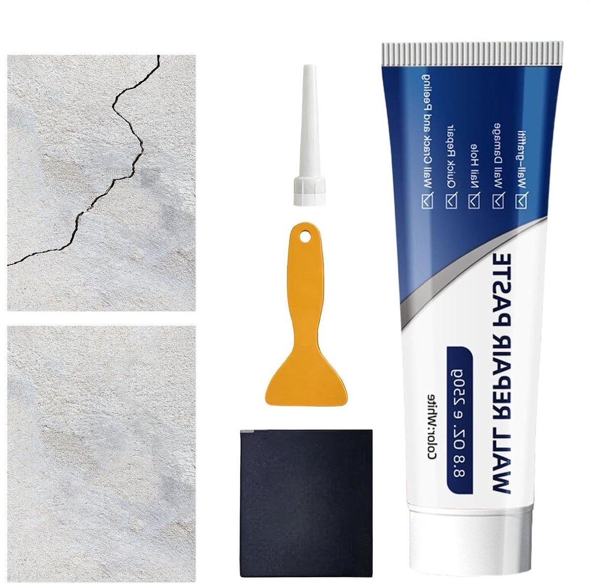 Muur Reparatie Pasta - Sneldrogende Plamuur - Muren Herstellen - Alles-in-één Oplossing - 1 Set - Wit