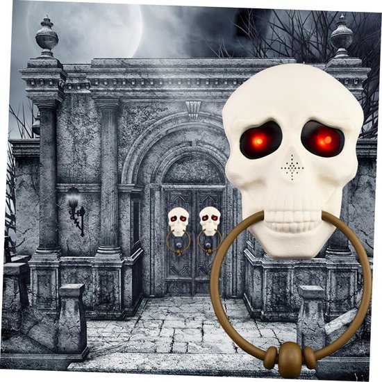 Deurbel Halloween - Pompoen Decoratie - Feestelijke Sfeer - Licht en Geluid - 29 x 14 x 6 cm - Wit — afbeelding 3