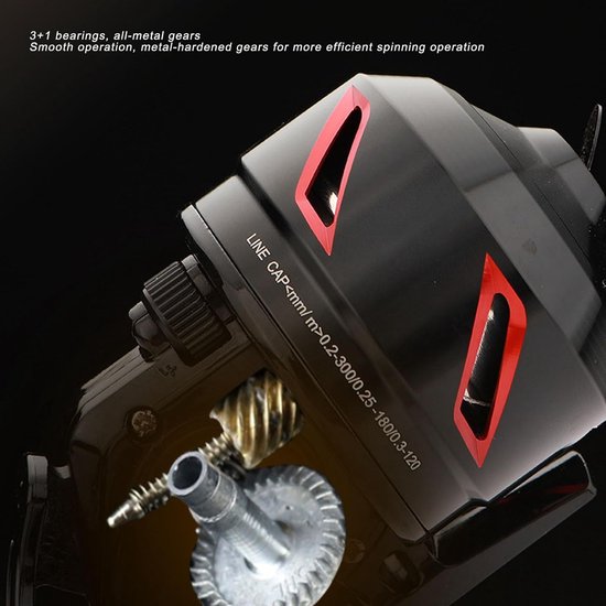 Vismolen - Reel Hengelmolen - Vissen Vangen - Metalen Constructie - 375 kg remkracht - Rood — afbeelding 3