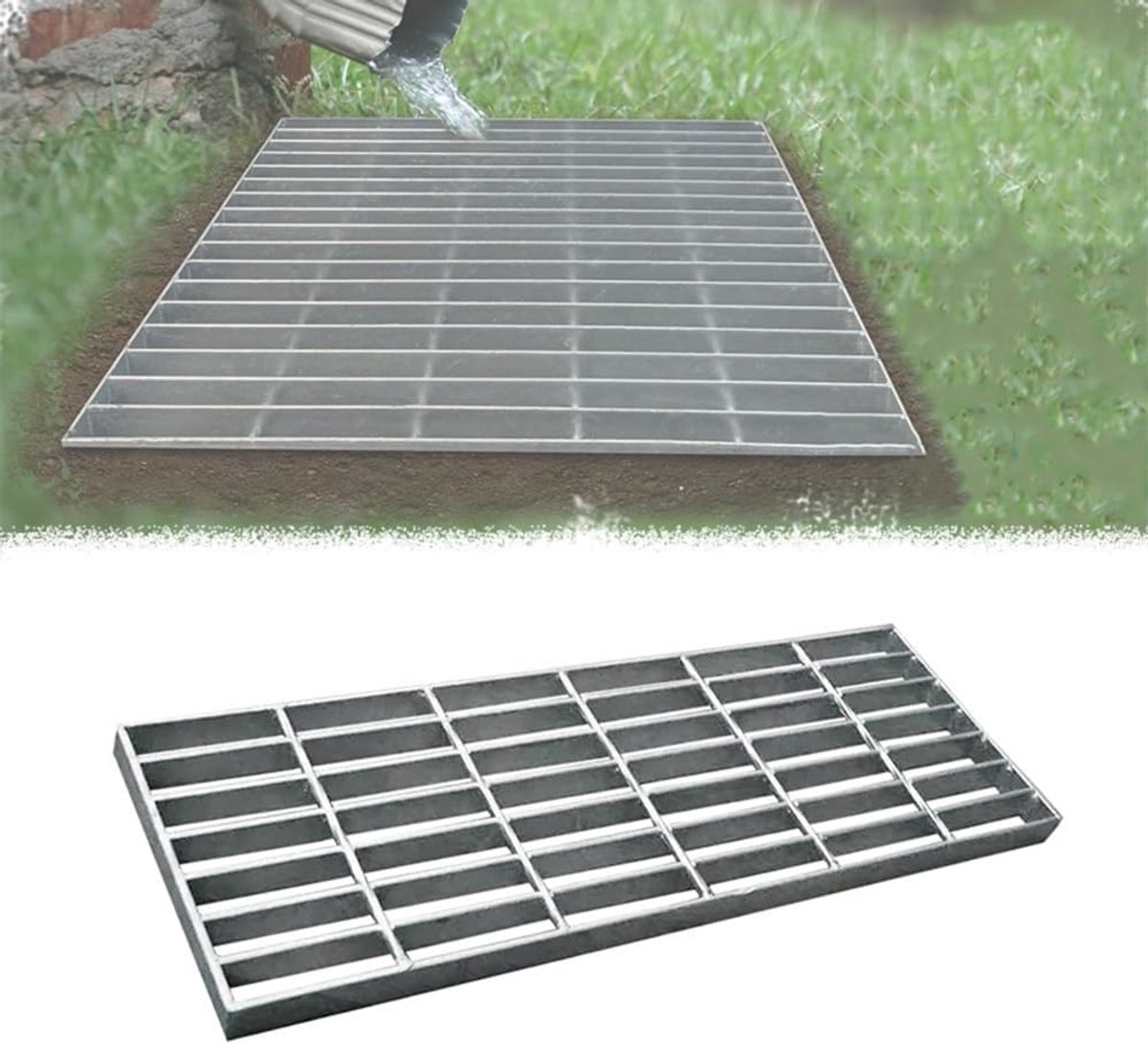 Afvoer Rooster - Kanaal Grating - Waterafvoer Buiten - Antislip Gegalvaniseerd Staal - 1000x500x30mm - Zilver