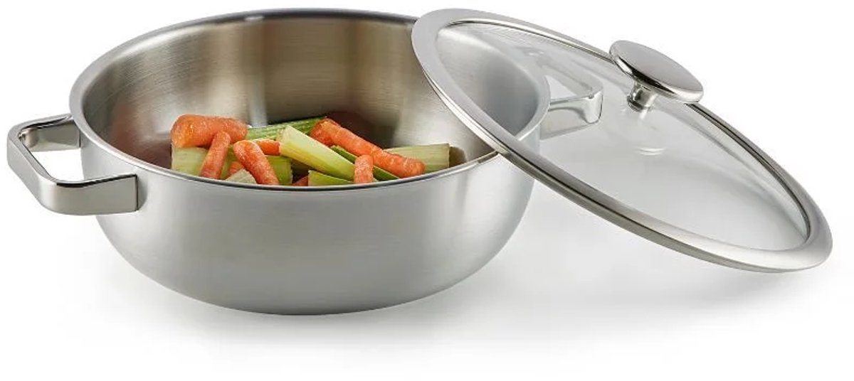 Habonne Hapjespan - Braadpan - Sudderpan RVS 5-ply - 26 cm geschikt voor downdraft