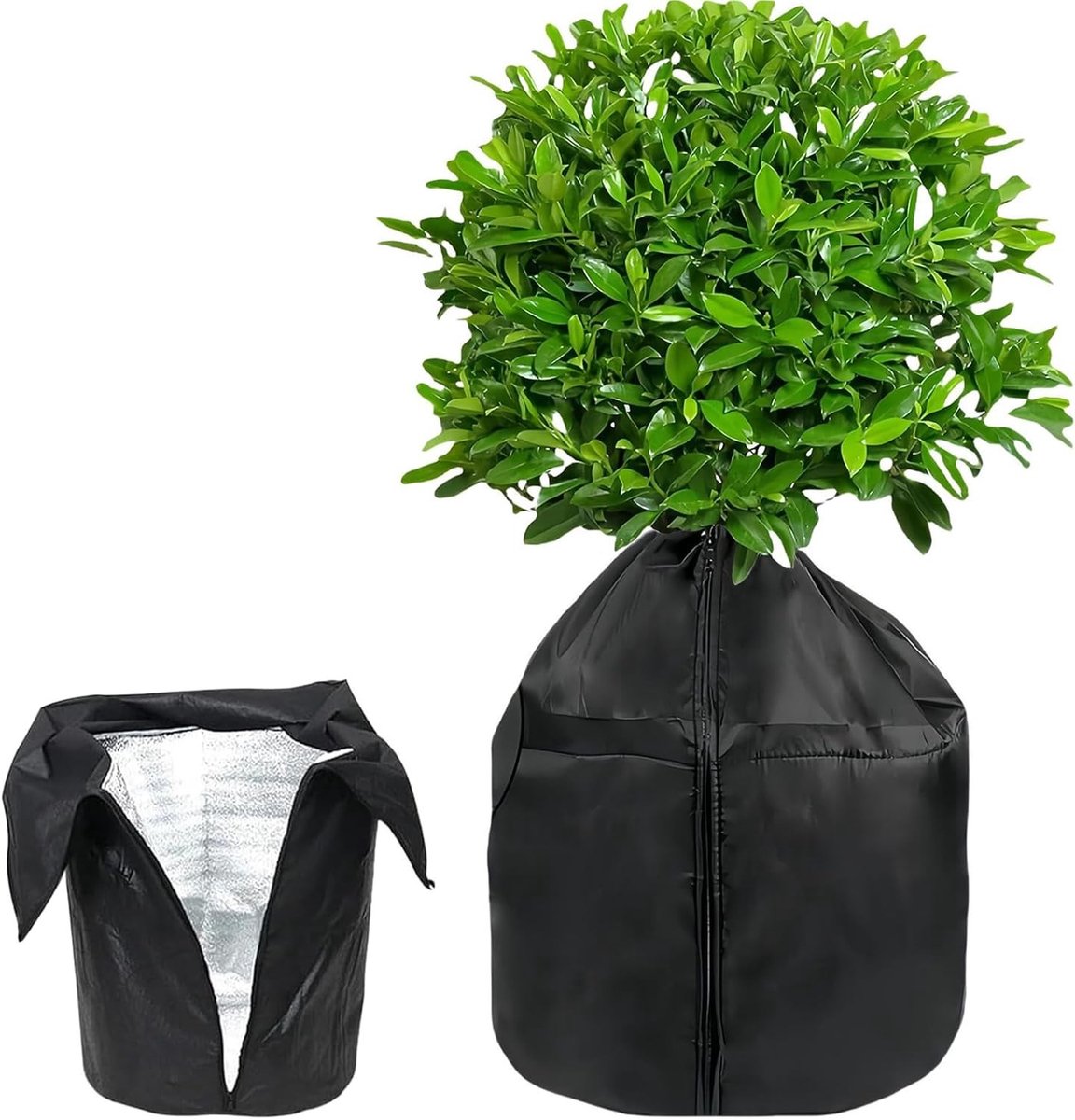 Winterzeil voor Buitenplanten, 45 x 50 cm, Plantbescherming, Warmte-isolatie, Pot met Rits en Koord, Balkon, Terras, Tuin, Bescherming tegen Vorst