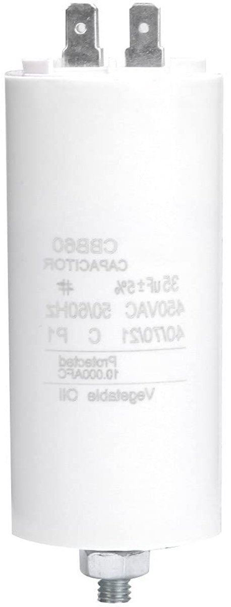 Capacitor 35uF 450V voor Motorstart in Wasmachines en Voertuigen met Schroefmoer - Betrouwbare Startcapaciteit en Duurzaamheid