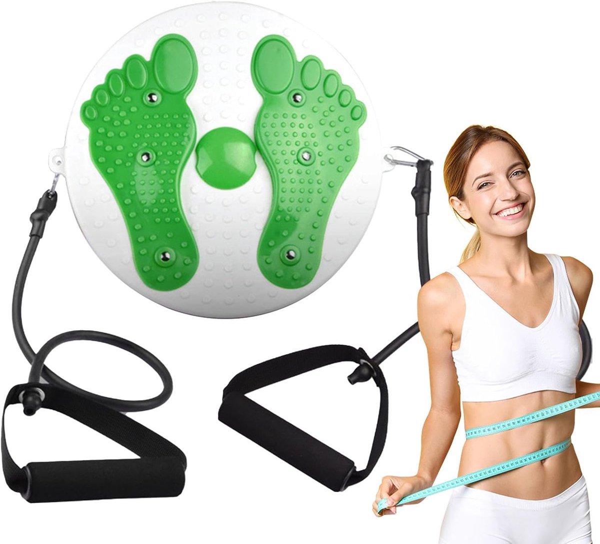 Twist Board - Taille Trainer - Lichaamsvorming - Met Spantouw - 28 x 28 x 5 cm - Groen