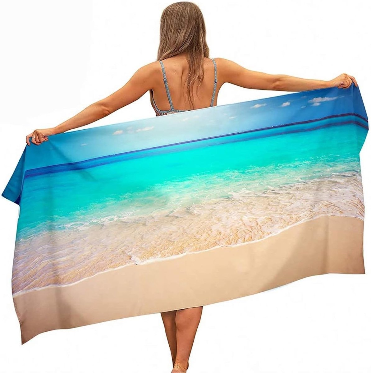 Strandlaken - Badlaken - Zonvakantie - Zandvrij - 200x200 cm - Zee print