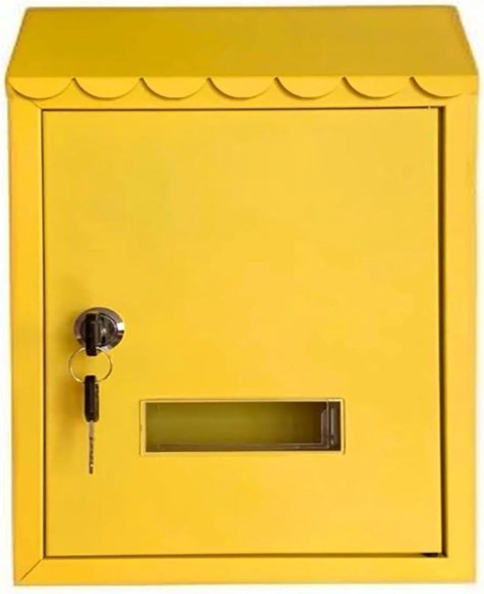 Brievenbus Met Slot - Buiten brievenbus - Post Ontvangen - Inclusief Kijkvenster - 20x75x30 Cm - Geel