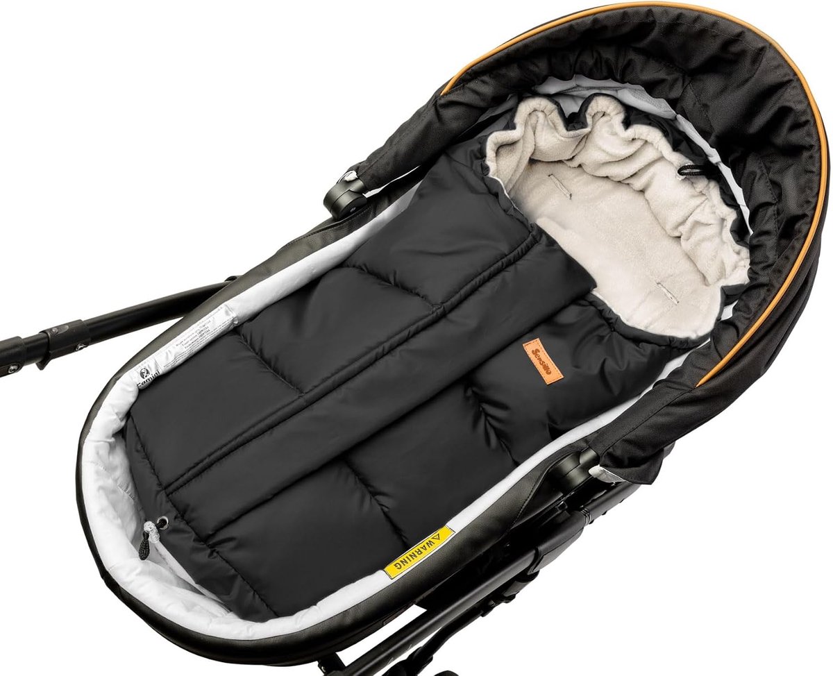 Voetenzak kinderwagen - Reiswieg buggy - Winterse uitjes - Warm fleece gevoerd - 80 x 40 cm - Zwart – foto 2