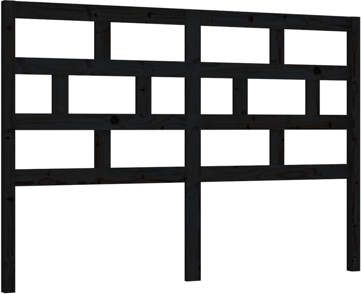 Hoofdbord Hout - Hoofdeinde Bed - Slaapkamer Inrichten - Massief Grenenhout - 166x4x100 cm - Zwart