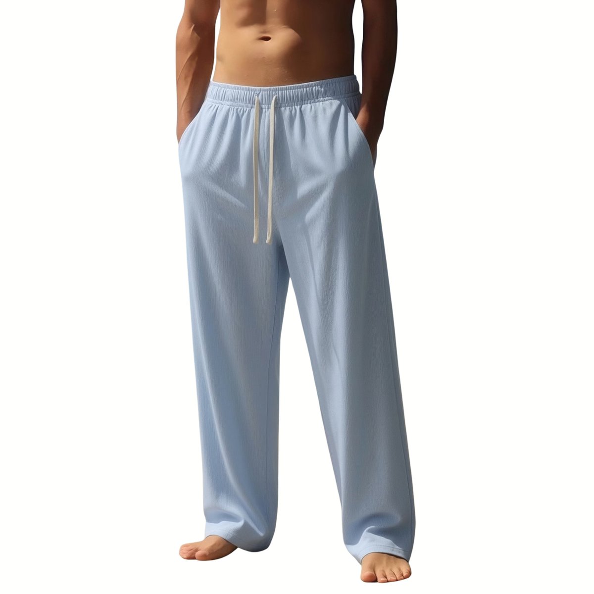 Currero Linnen Broek Heren - Zomerbroek - Volwassenen - Lange Broek - Pantalon - Strandbroek - Zomer - Ibiza Stijl - Hemelsblauw S
