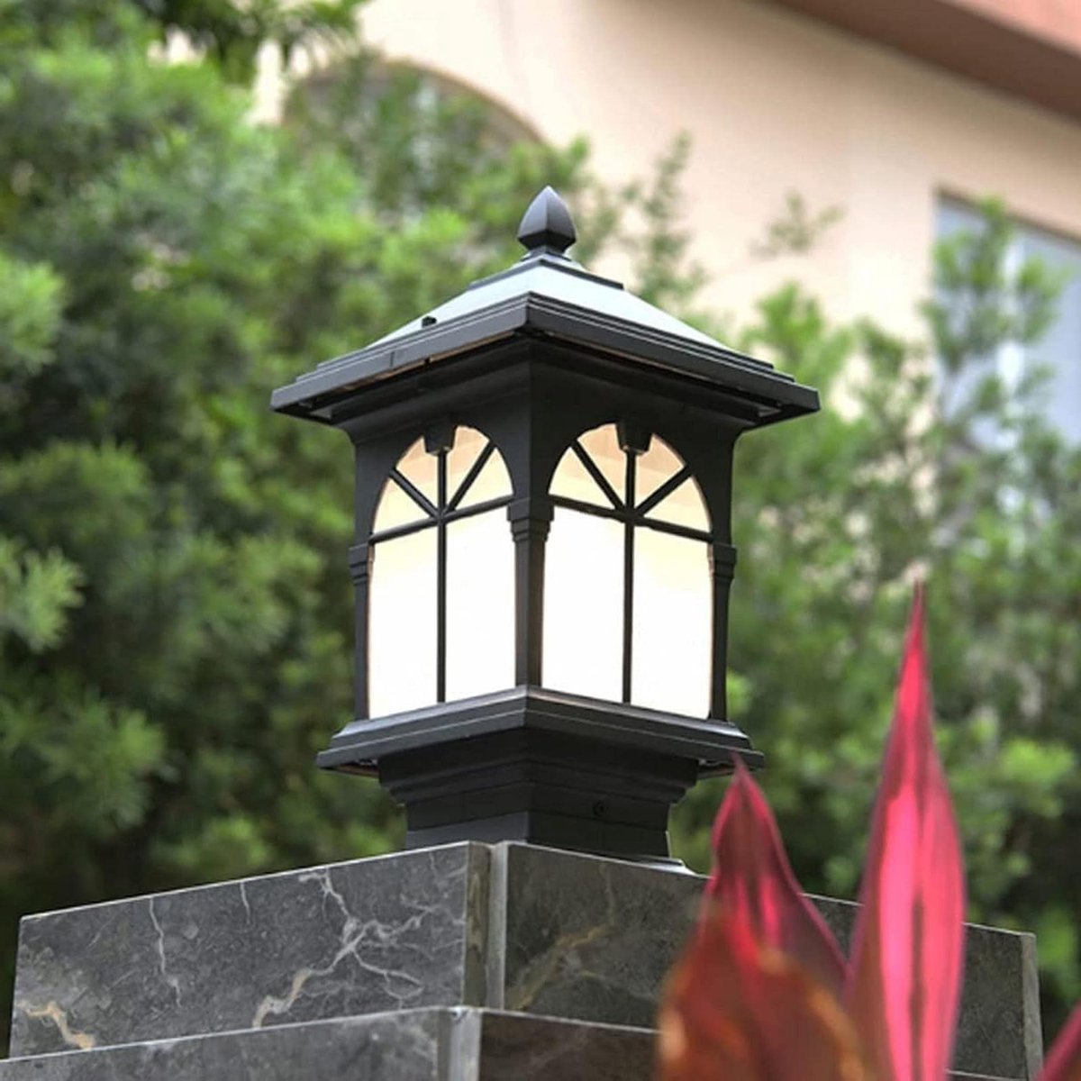 Buitenlamp - Paallantaarn Heklamp - Tuinpad Verlichten - Europees Traditioneel - E27 Fitting - Zwart