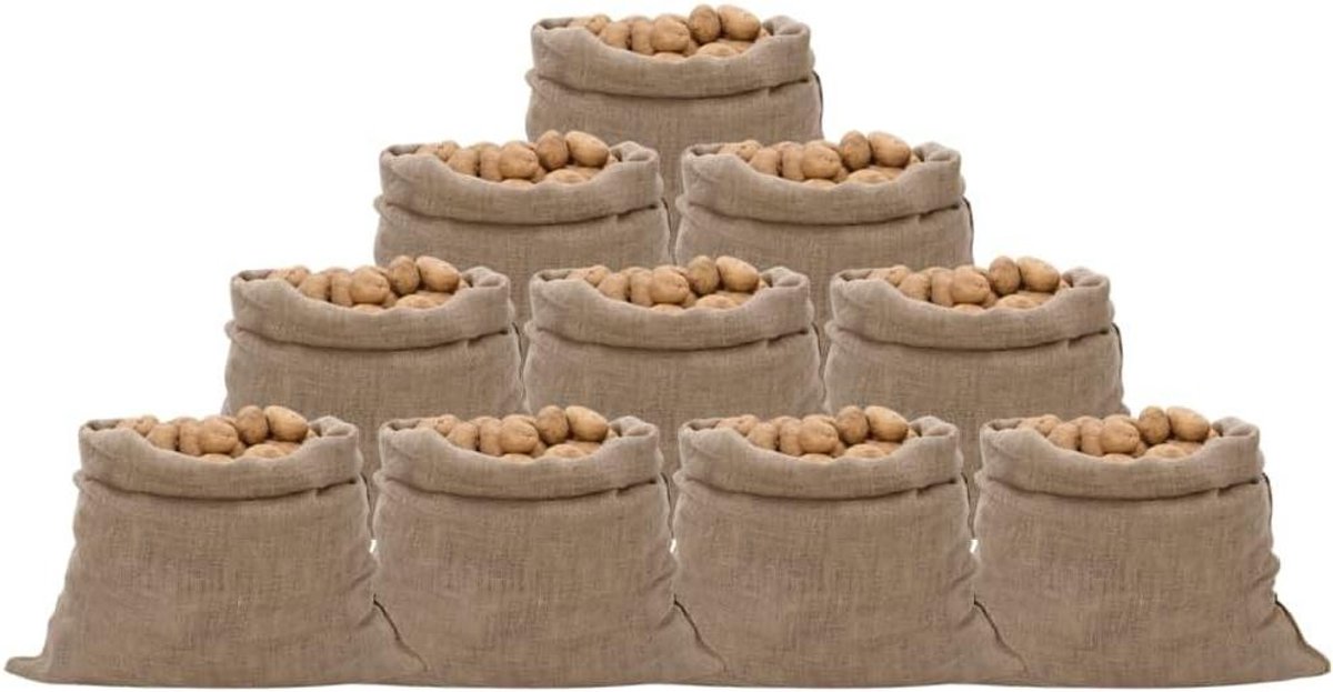 Jute Zakken - Opslag Zakken - Tuinieren en Opslag - 100% Natuurlijk Materiaal - 100x110 cm 10 Stuks - Bruin