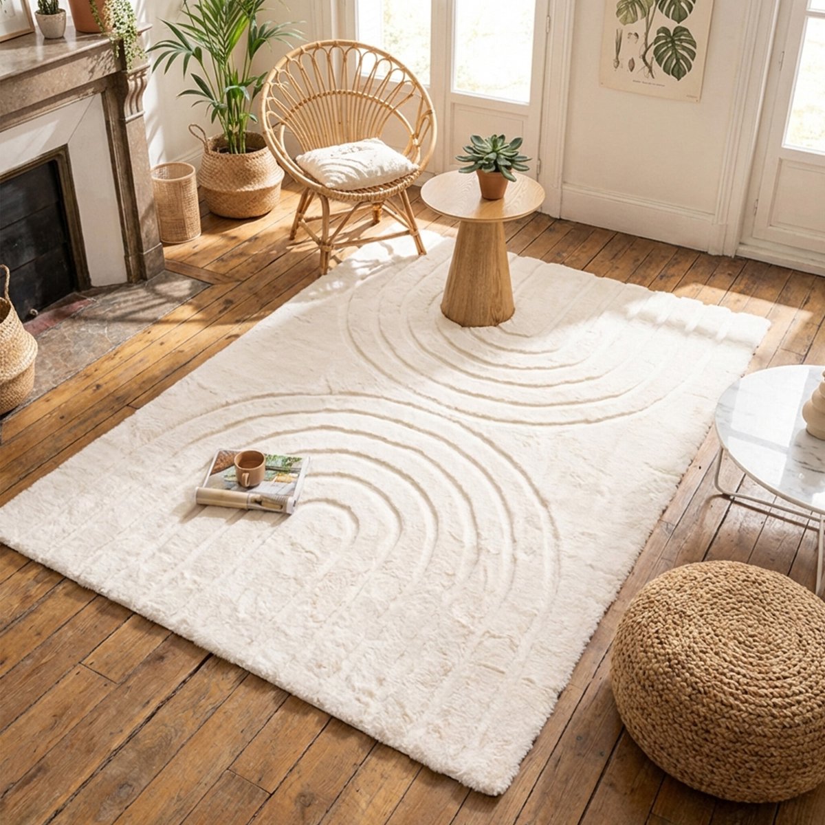 Fraai Zacht hoogpolig vloerkleed - Carvy Arches Crème - 230x330cm