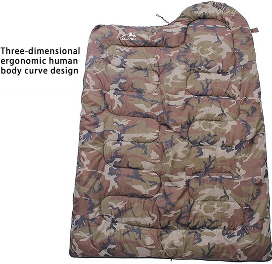 Camouflage slaapzak - Outdoor slaapzak - Kamperen en wandelen - Waterdicht en weerbestendig - 220 x 70 cm - Groen — afbeelding 5