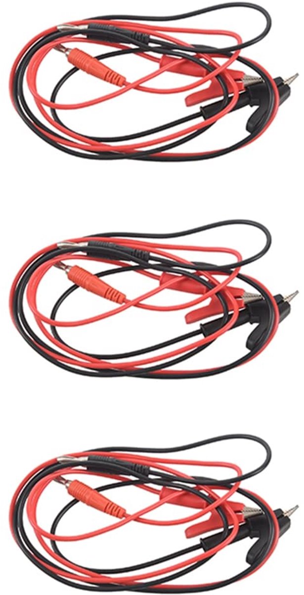 Testkabel - Bananenstekker kabel - Elektrisch testen - Met klem - 1 meter - Rood Zwart