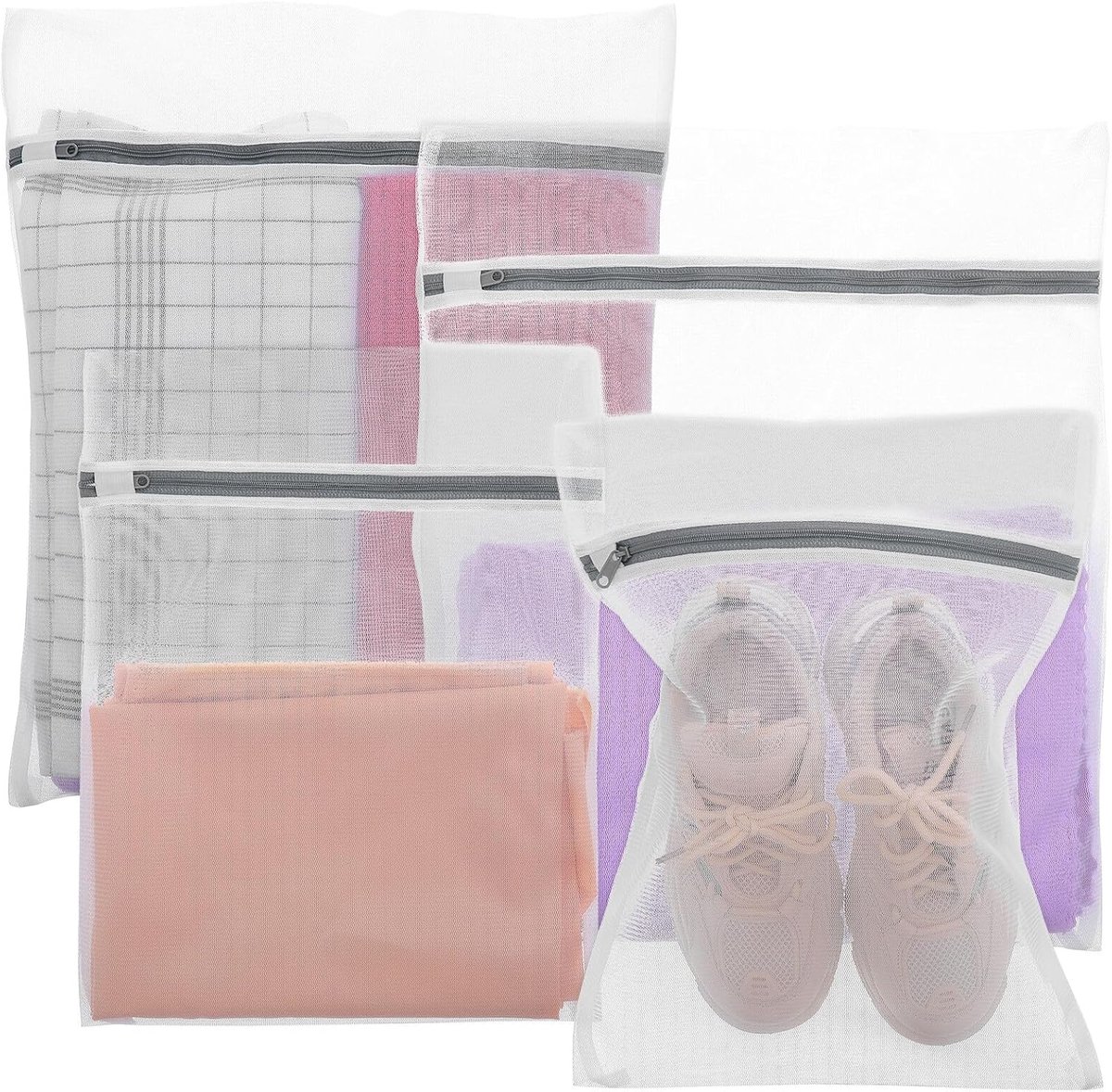 Fijne Mesh Waszakken - Netzakken Wasgoed - Kleding Beschermen - Machineveilige Rits - 50x40CM - Grijs