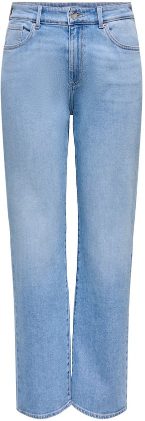 Lichtblauwe jeans met een mom-fit pasvorm en mid-waist.