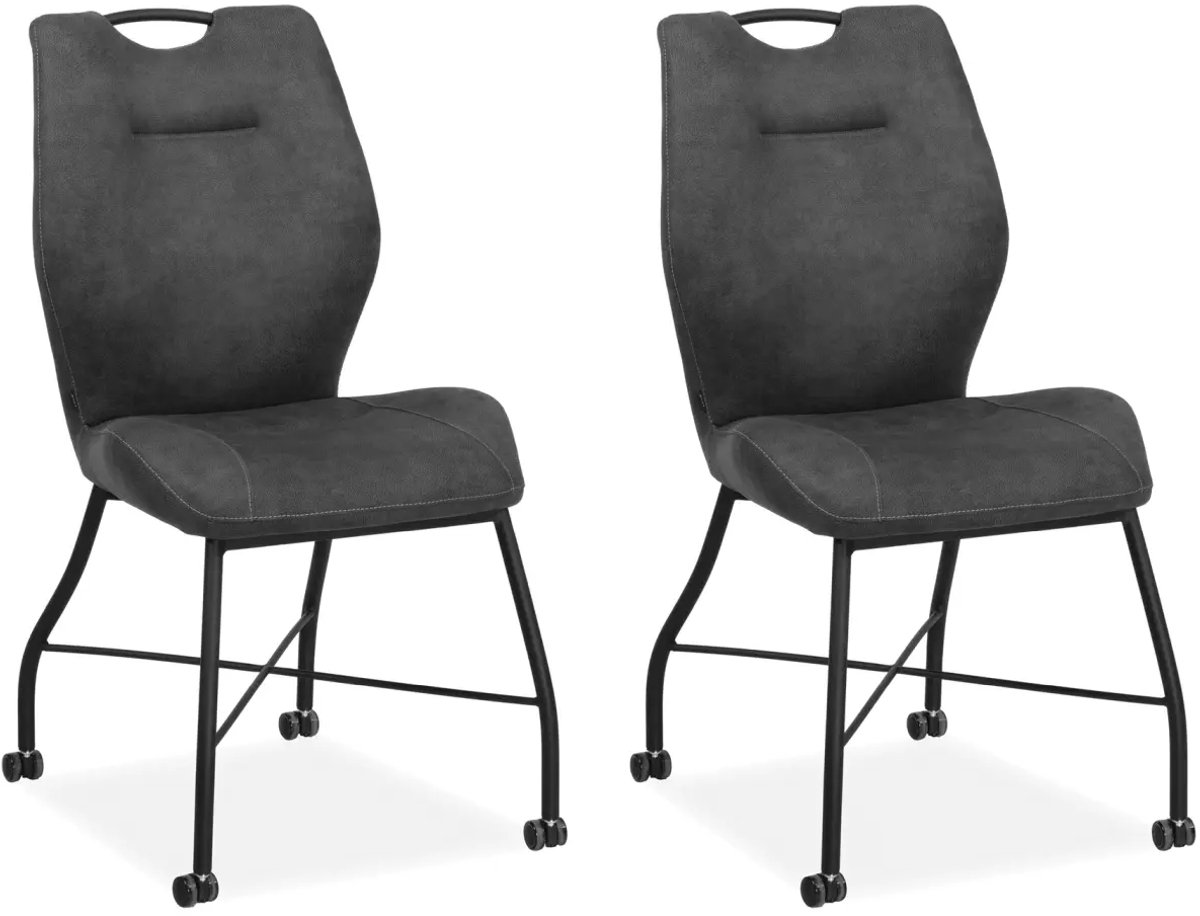 MX Sofa - Eetkamerstoel Nox - Antraciet (set van 2 stuks)