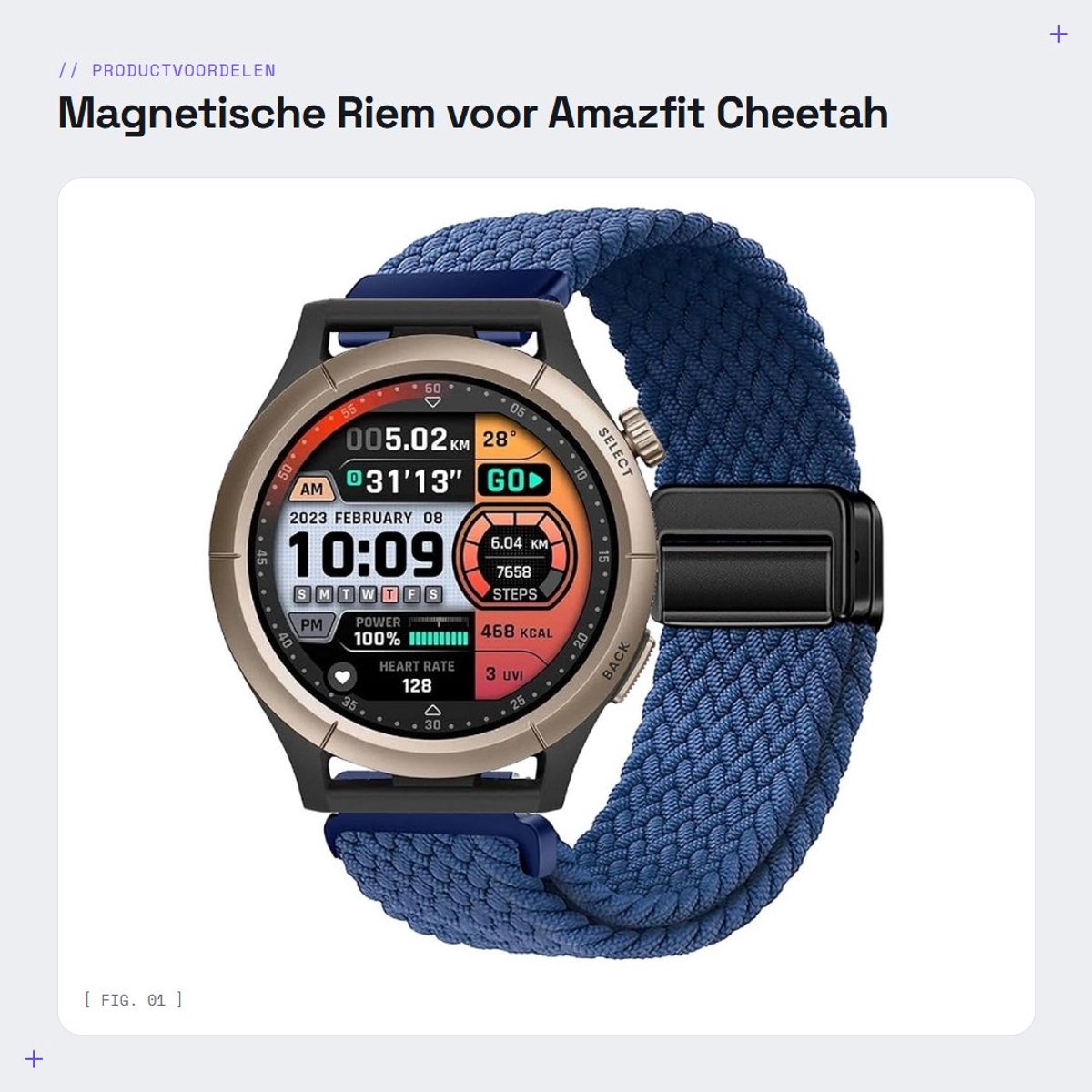 Dailygoods - Magnetische Riem voor Amazfit Cheetah Pro