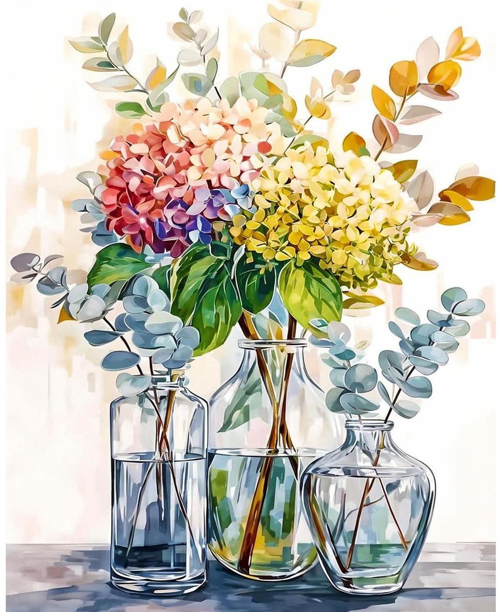 Dailygoods- Schilderen op Nummer Bloem - Schilderen op Nummer Volwassenen - Canvas 40 x 50 cm - Cadeau - Woondecoratie - Kleurenset - Schilderkit