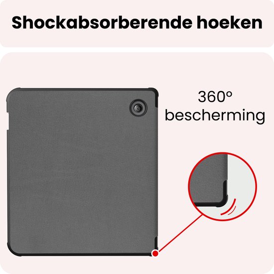 Hoes Geschikt voor Kobo Libra 2 Hoesje Bookcase Cover Book Case Hoes Sleepcover - Grijs — afbeelding 4