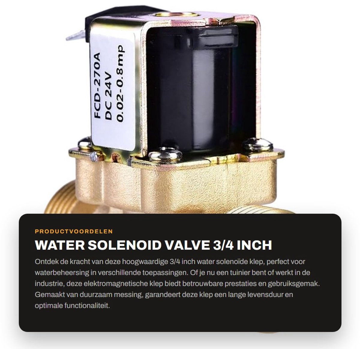 Dailygoods - Water Solenoid Valve - 3/4 inch - Hoogwaardige Elektromagnetische Klep - Messing - Voor Waterbeheersing - Ideaal voor Tuin en Industrie -...