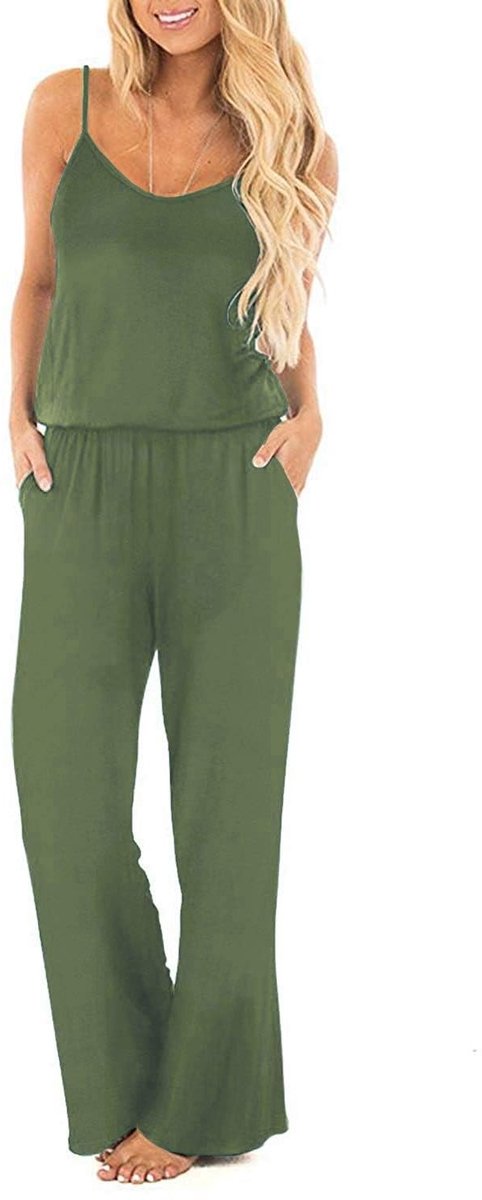 Dailygoods- Jumpsuit Dames Mouwloos - Lange Broek - Casual - Steekzakken - Elastische Tailleband - Comfortabele Pasvorm - Broekpak