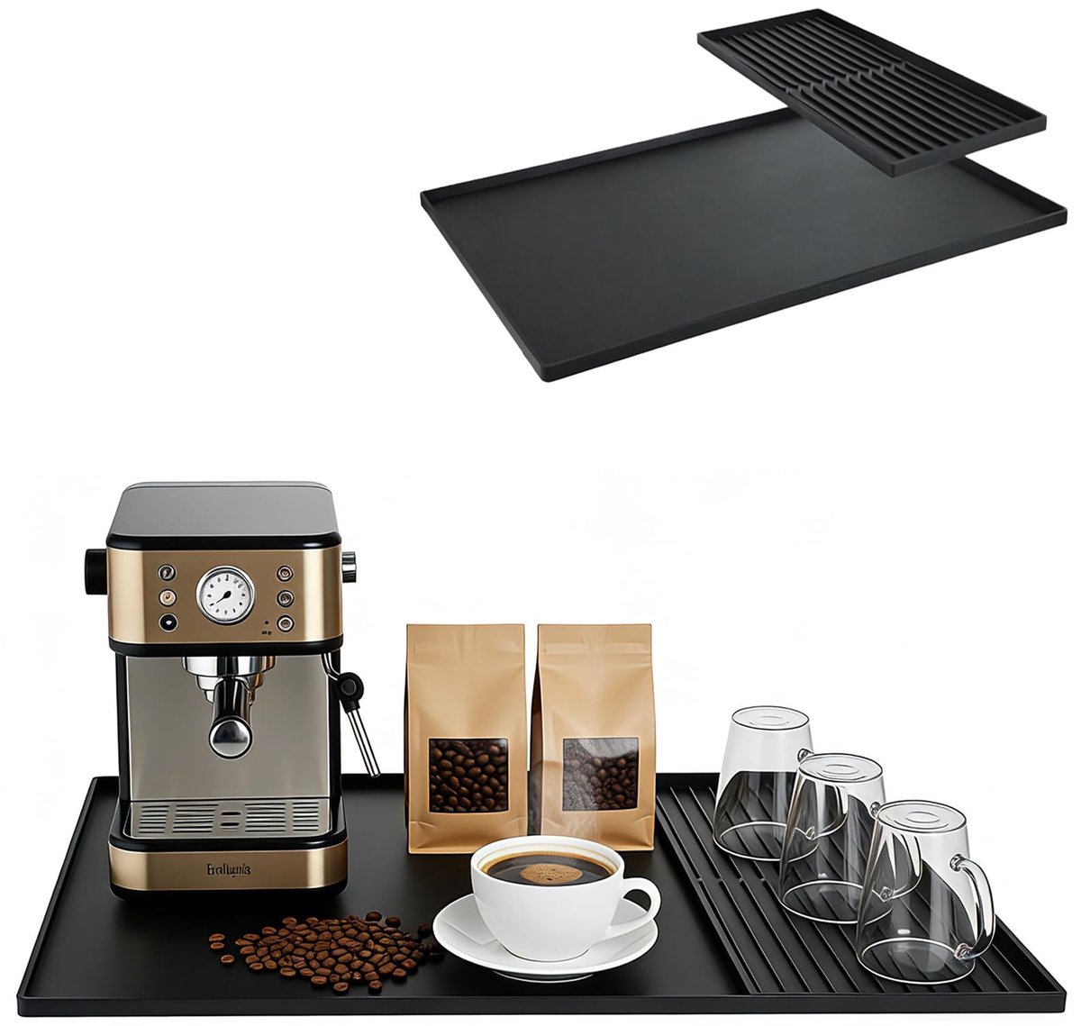 Dailygoods- Afdruipmat siliconen - Hittebestendig - Onderlegger koffiezetapparaat - Antislip - Lekvrij ontwerp - 61 x 40,5 cm