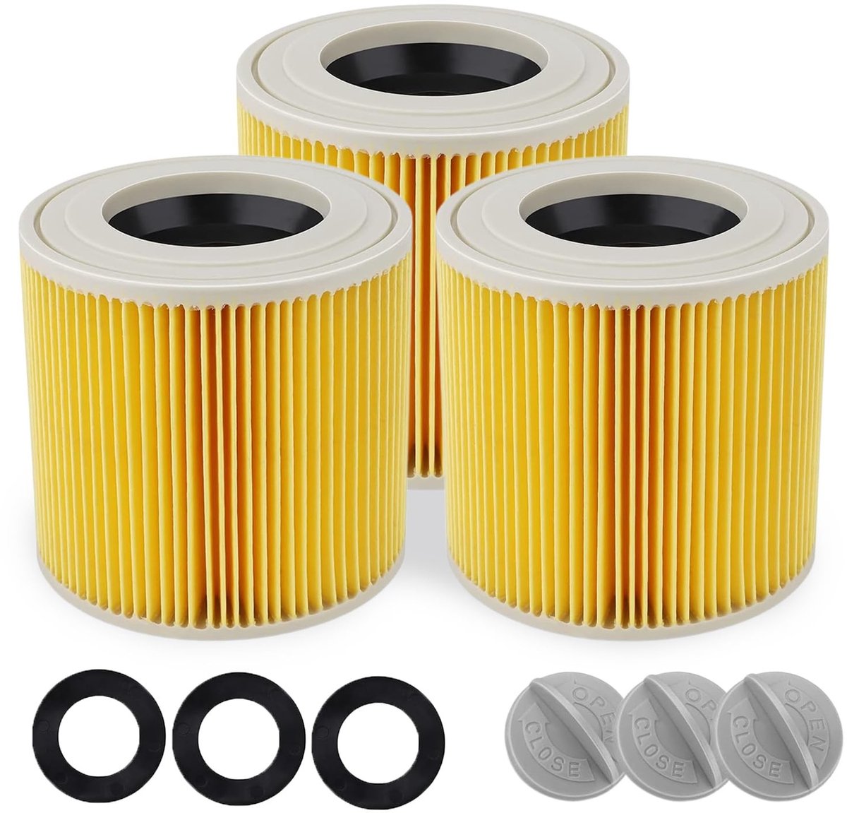Dailygoods- Stofzuigerfilter Set van 3 - Vervanging voor originele filter - Compatibel met Kärcher WD3/WD2/WD1/MV3/MV2 - Geavanceerde filtratie - Betrouwbare oplossing voor optimale prestatie - Stofzuigeraccessoire