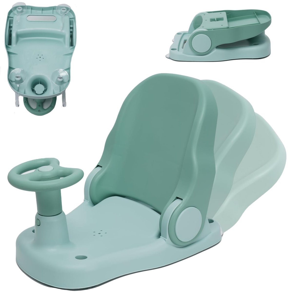 Dailygoods- Douchestoel Ergonomisch - Verstelbare Rugleuning - Antislip - Opvouwbaar - 4 Zuignappen - Handgreep Stuurwiel - Badstoel