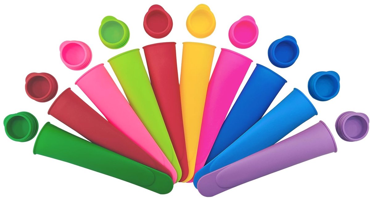 Dailygoods- IJsvormen 10 Stuks - Silicone Ijslollyvormen - Herbruikbare Ijslolly's - BPA-vrije IJsvormpjes - Ijsvormpjes voor Waterijsjes - Met Deksel