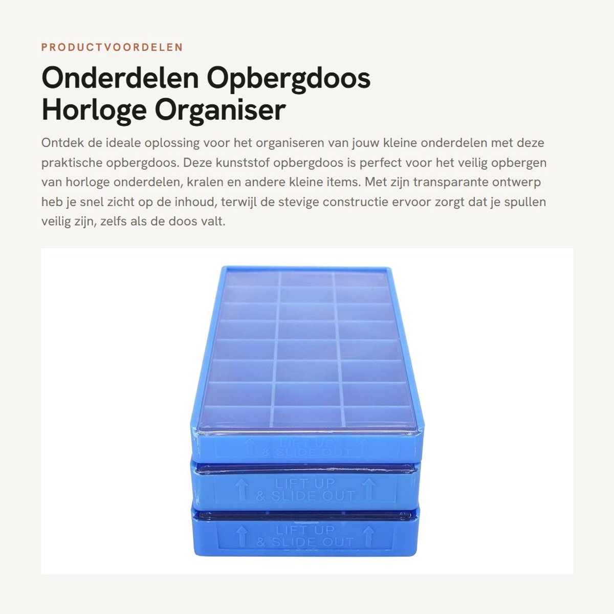 Dailygoods- Opbergdoos 8/18/24 vakken - Kunststof - Organizer - Transparant - Sterk en corrosiebestendig - Voor kralen en horlogeonderdelen - Opbergkoffer