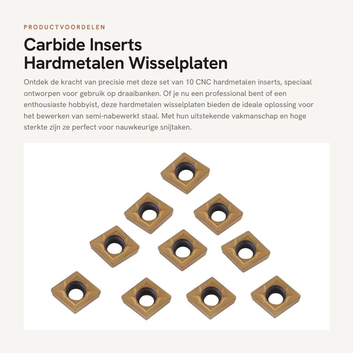 Dailygoods- Carbide Inserts 10 Stuks - CNC Snijgereedschap - Draaibank Gereedschap - Hoge Sterkte - Slijtvastheid - Duurzaam Gebruik - Snijplaten