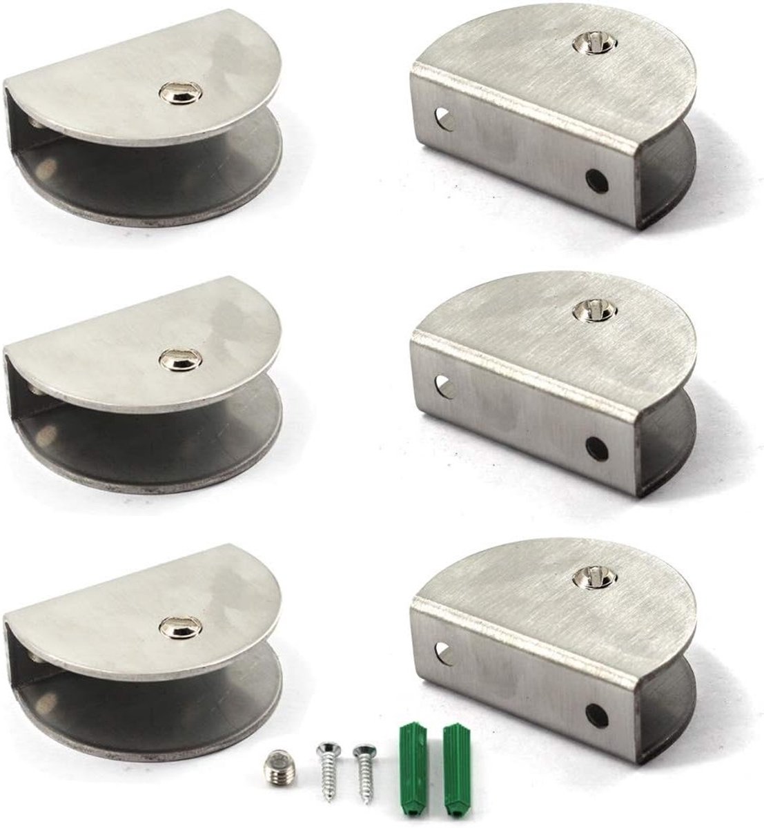 Glazen Klemhouder voor Planken, RVS, Geschikt voor 9-14 mm Glas, Stevige Plankondersteuning, Set van 6