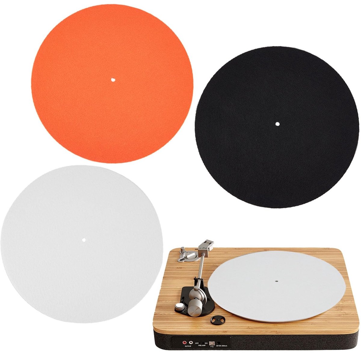 Solidchoice- Beschermmat Antislip - Platenspeler Mat 30,6 cm - Vilt - Set van 3 - Vinylplaten Bescherming - Antistatisch