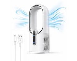 Dsource Bladloze Ventilator – Tafelventilator met Verlichting – Draagbare Ventilator – Fan – Luchtkoeler – Aircooler