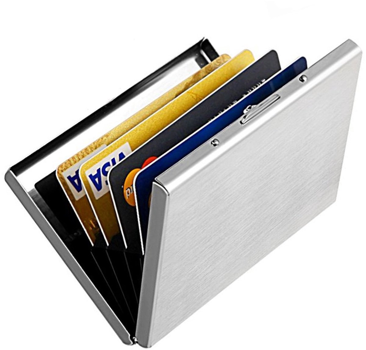 Solidchoice- Creditcardhouder RFID Blokkerend - Slank Ontwerp - Roestvrij Staal - 6 PVC Slots - Lichtgewicht - Afmetingen 9,2 cm x 6,2 cm x 1,2 cm - Portemonnee