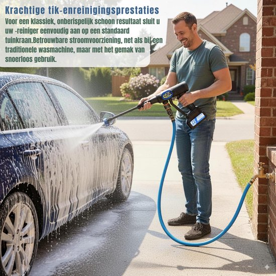 QORA® Hogedrukreiniger - Hogedrukreiniger Accu - Terrasreiniger - Hogedrukreiniger op Accu - Zwart/Blauw - 20cm x 15cm x 40cm van qora — afbeelding 5