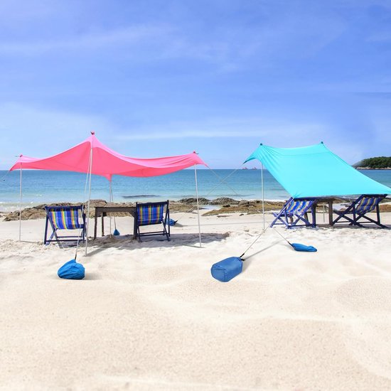 Strandtent 2,1 x 2,1 m - UPF50+ UV-Bescherming - Waterdicht - Aluminium Frame - Met Zandschep & Haringen - Voor Strand - Tuin & Camping - Groen — afbeelding 5