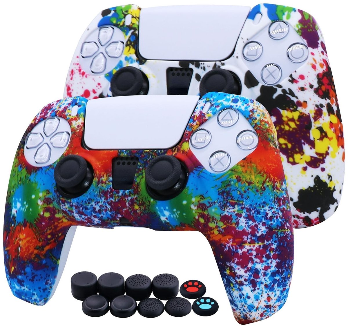 Dailygoods- Controller Skin Zweetbestendig - Siliconen Cover - Antislip Hoes - Stofdicht - 2-Pack - Inclusief 10 Duimgrepen - Controllerhoes