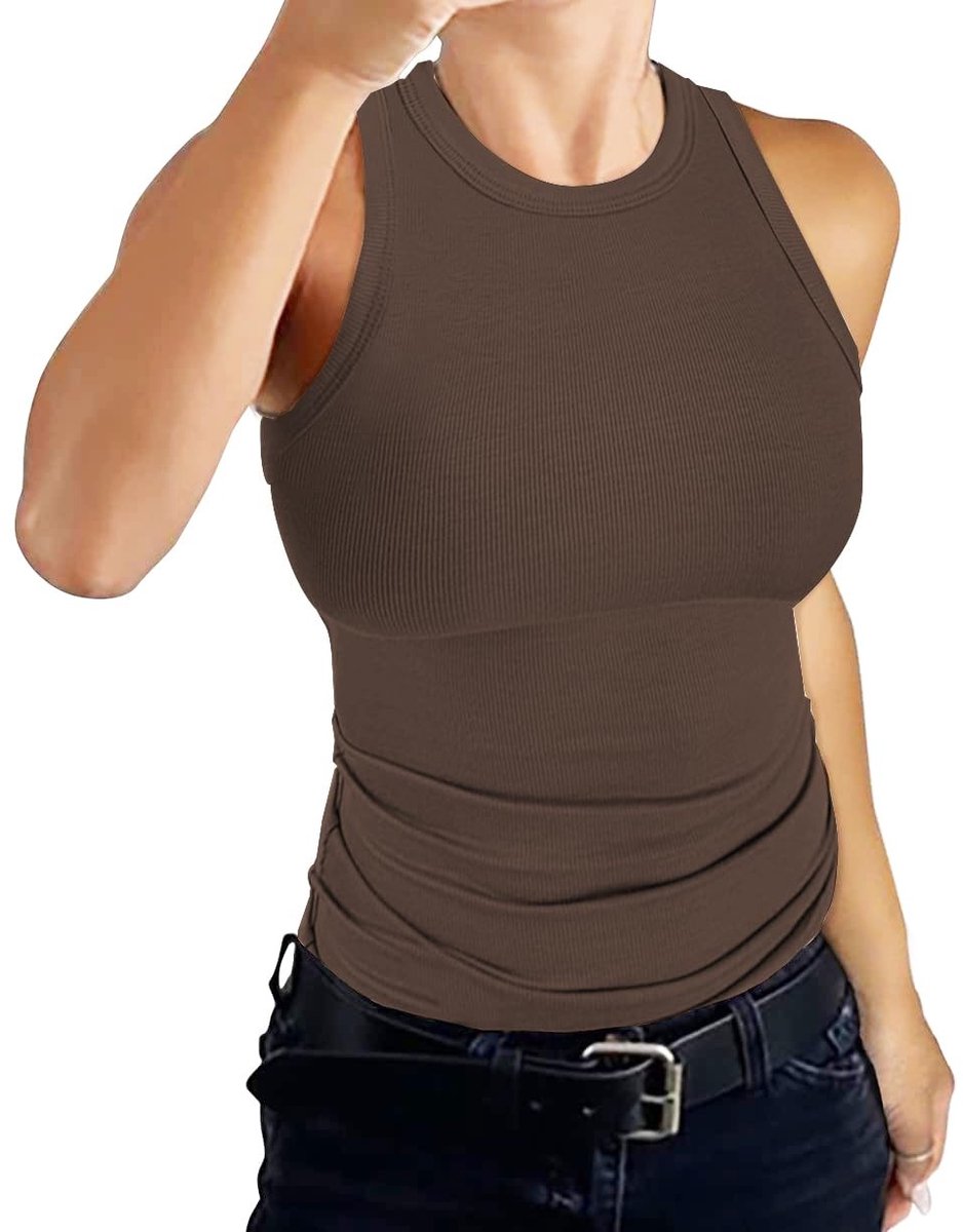 Dailygoods- Tanktop Dames Slim Fit - Mouwloos Vest - Effen Design - Elegante Pasvorm - Geschikt voor Diverse Gelegenheden - Comfortabel en Stijlvol - Top