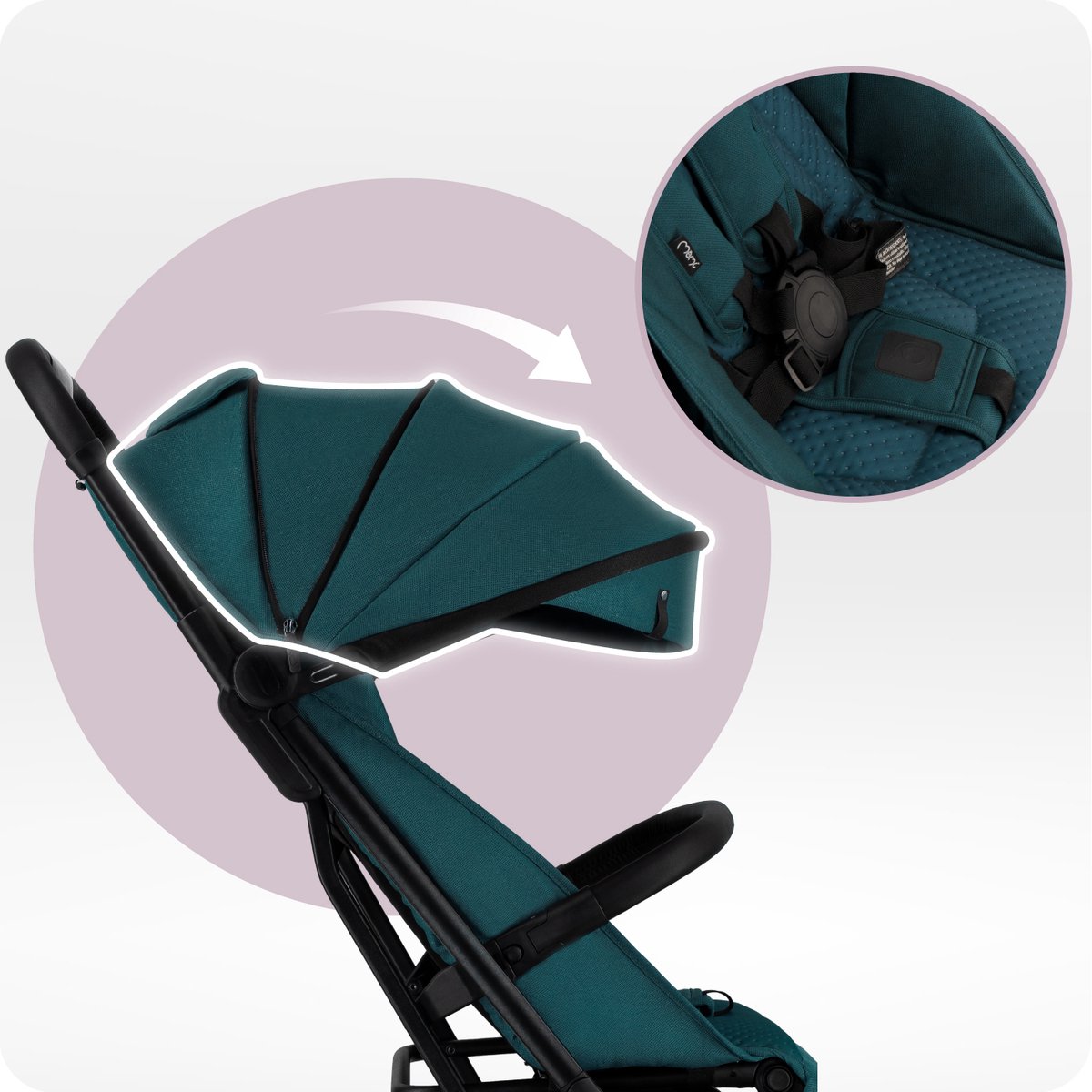 MoMi ANDREA Kinderwagen - Automatisch Inklapbaar - Turquoise thumbnail 5
