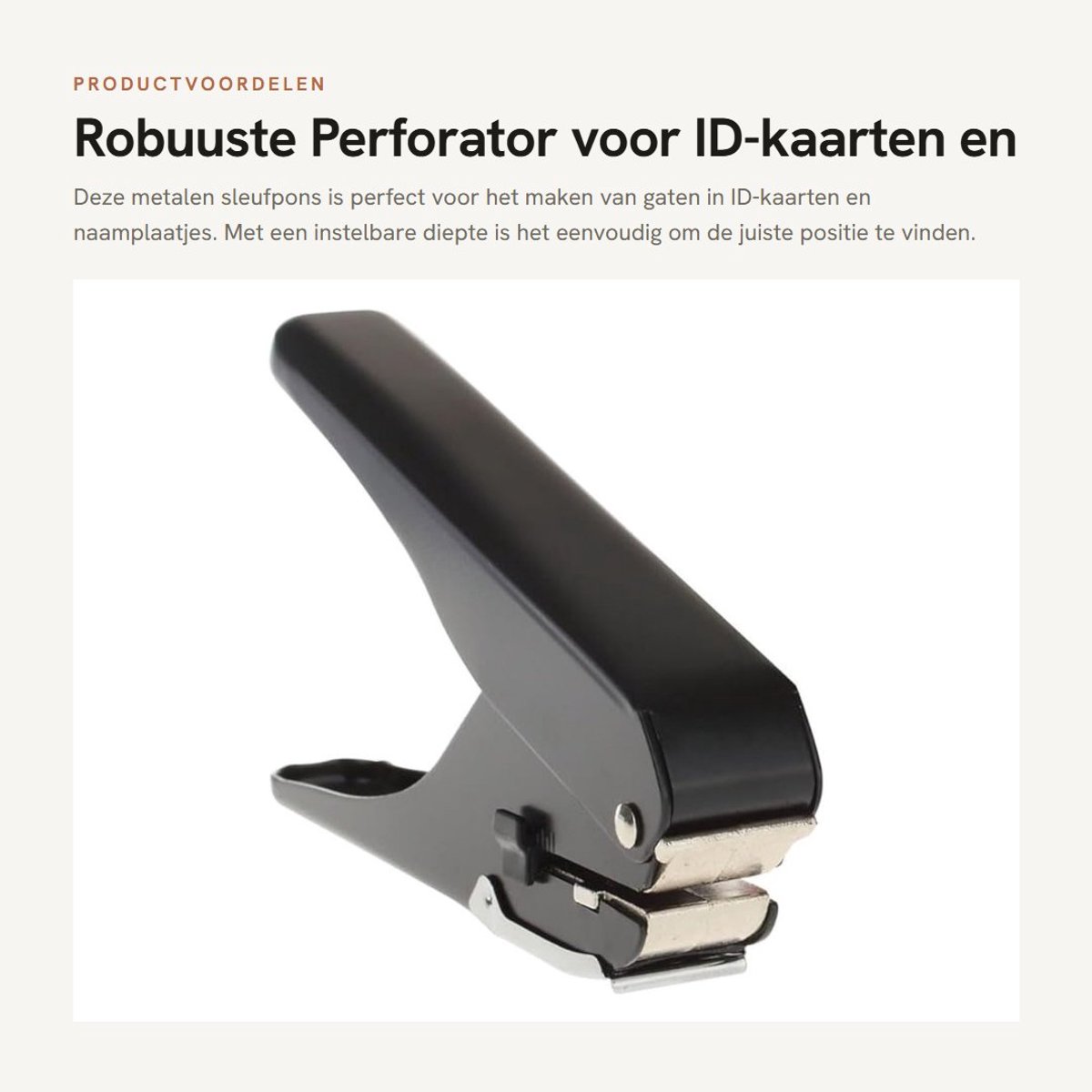 Dailygoods- Sleufpons robuust - ID-kaarthouder - Perforator voor pvc-kaarten - Ergonomische handgreep - Instelbare noniusschaal - Sterke metalen structuur