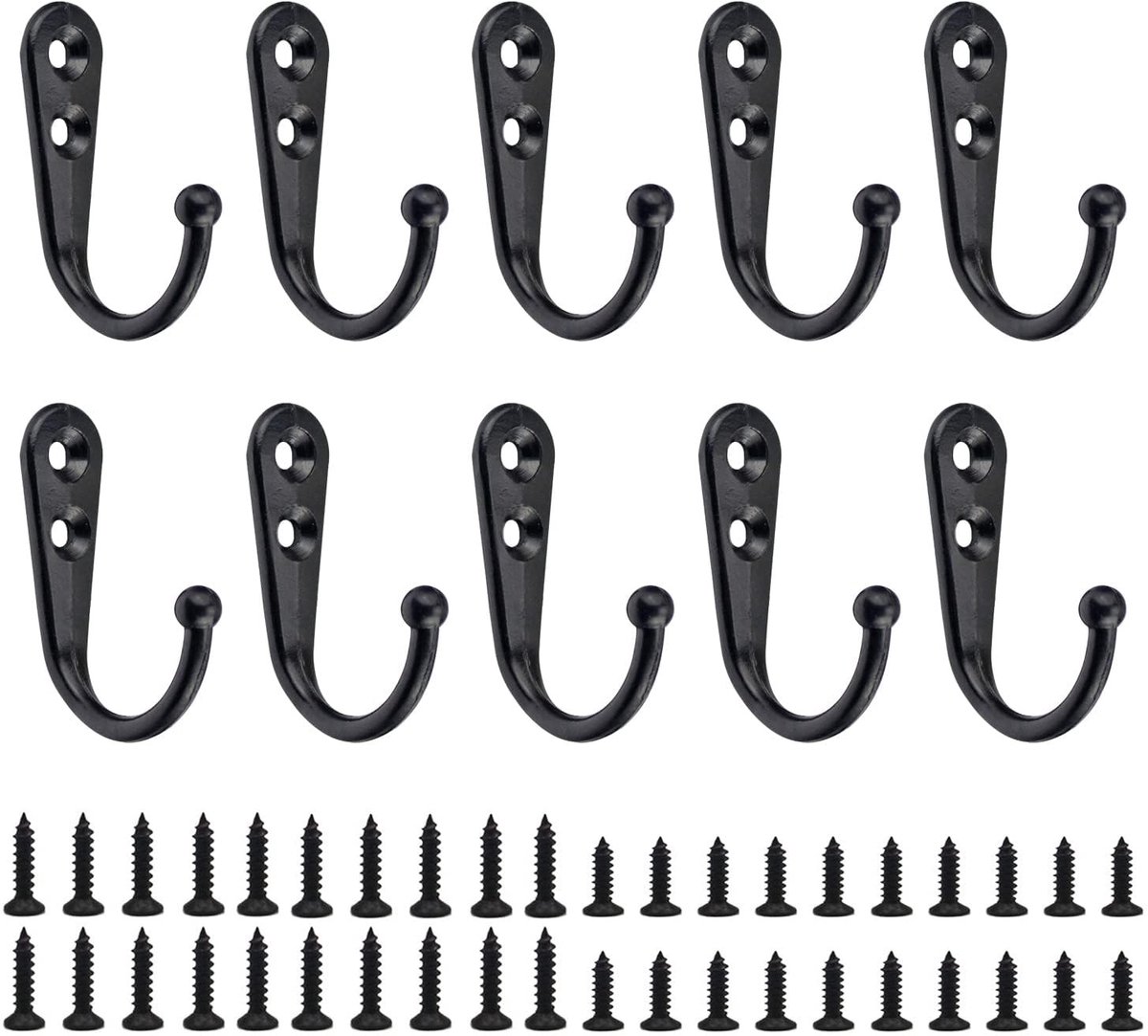 Dailygoods- Haken 10 Stuks - Retro Haken - Kledinghaken - Badkamerhaken - Mini-Wandhaken - Zinklegering - Duurzaam en Roestvrij - Wandhaak