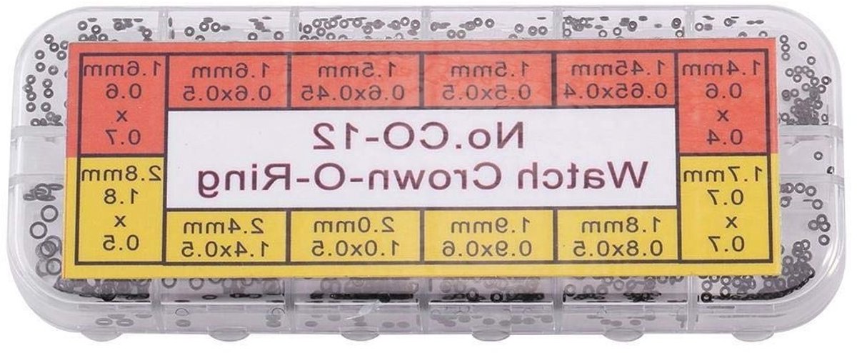 Waterdichte O-ringen set van 12 maten, rubberen ringen voor horloges, afdichtingen en kroonringen
